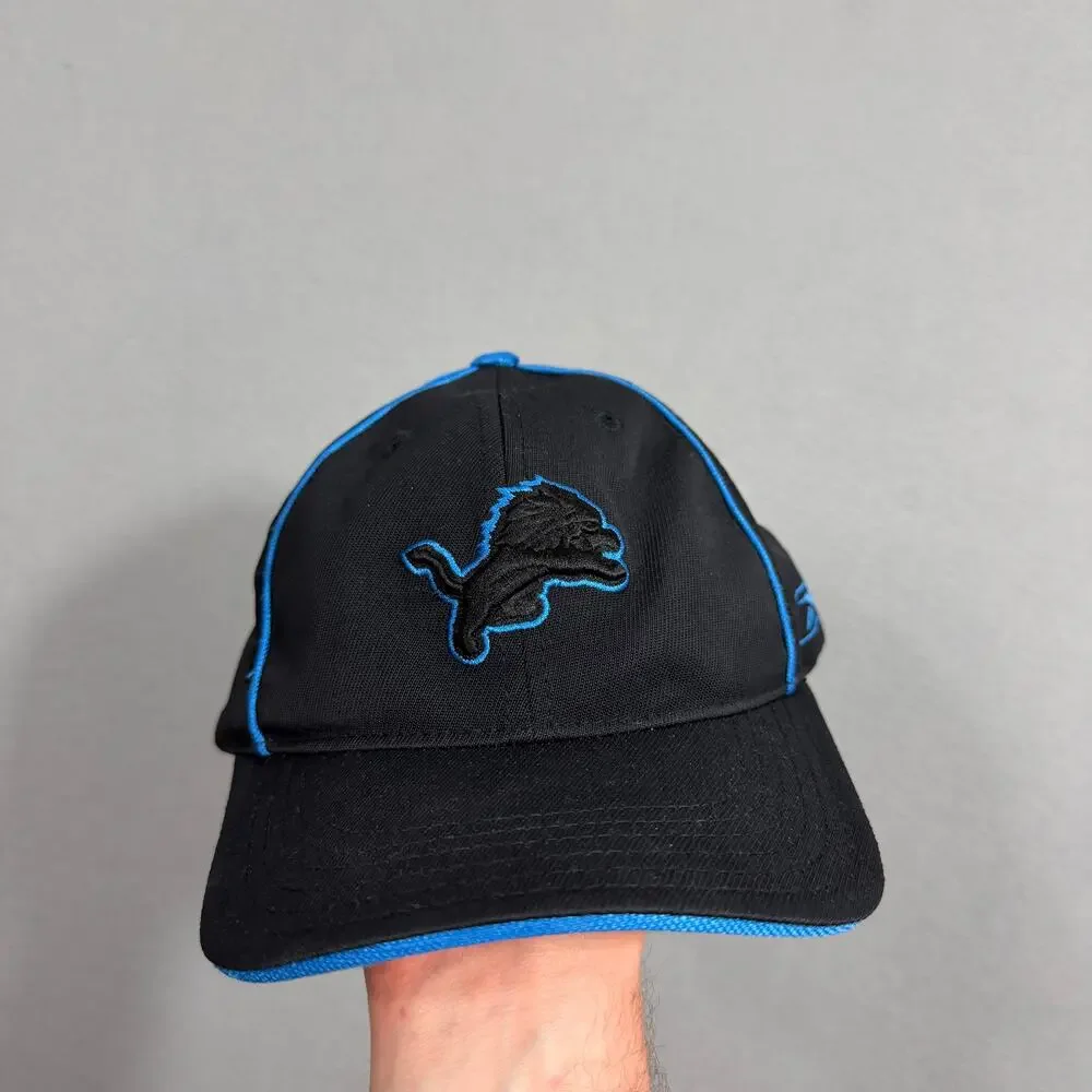 Vintage Detroit Lions Hat Reebok Cap Youth Kids Black Blue Y2K Football 2000s